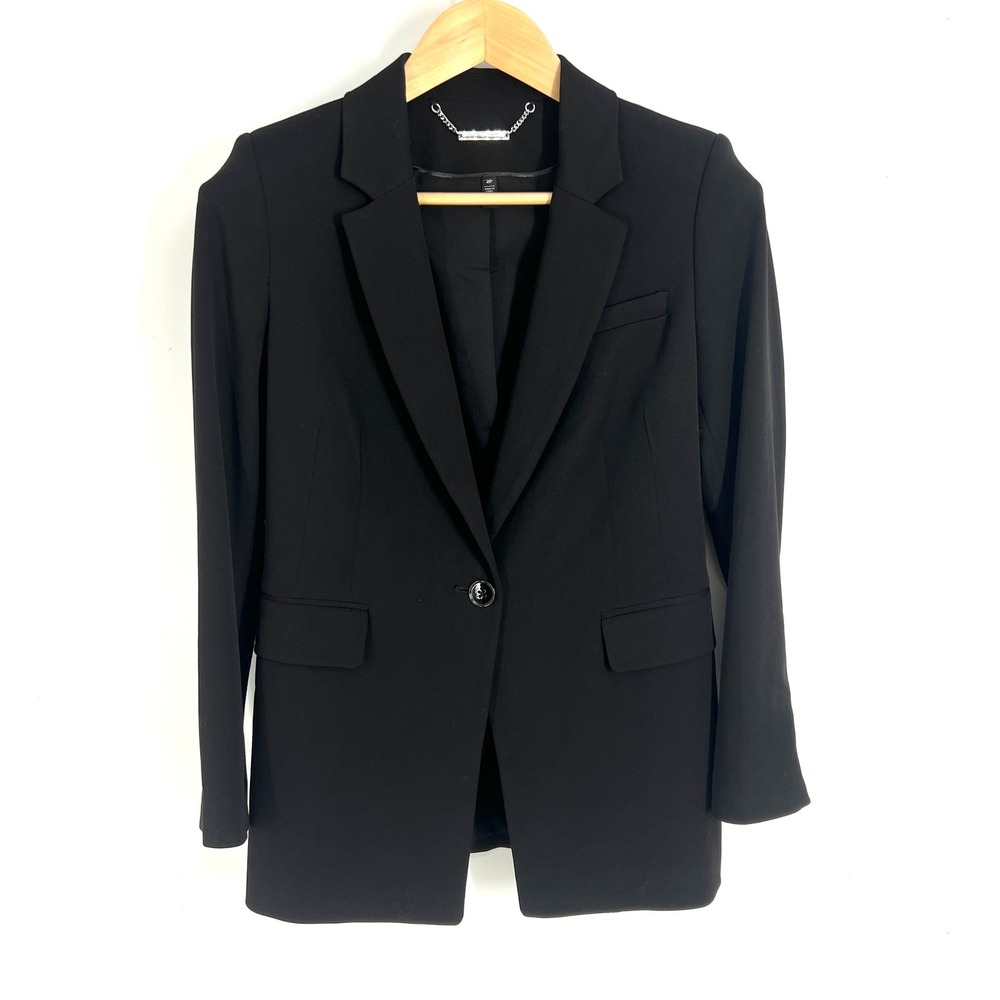White House Black Market Black Single Button Blazer Jacket 2P 570265803